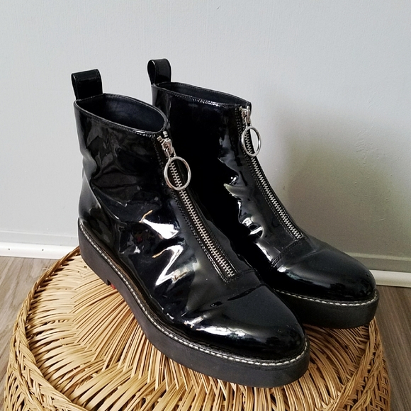 Zara | Shoes | Zara Zip Up Faux Patent 